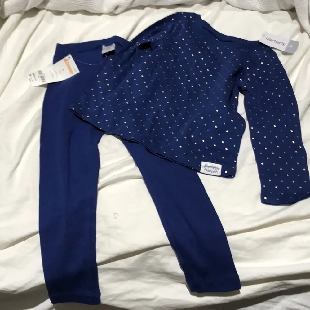 Carter blue gold stars outfit 3t simple cute NWT